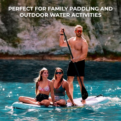 SereneLife Inflatable Stand-Up Paddleboard with Double-Action Pump - Black