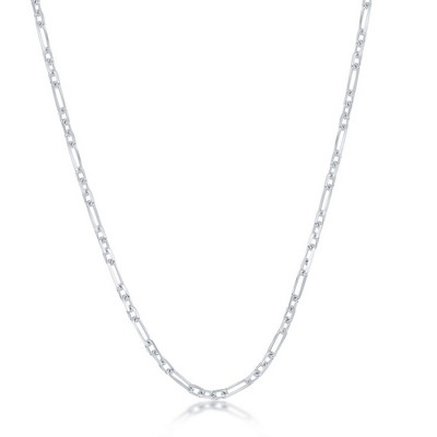 Links of Italy Sterling Silver 2mm 3+1 Anchor Chain - Rhodium Plated - Available Sizes: 16, 18, 20, 24  Inches
