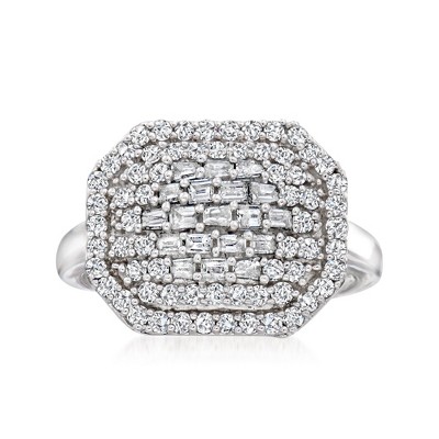 Ross-Simons 1.00 ct. t.w. Diamond Octagon Ring in Sterling Silver