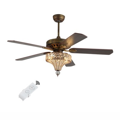 YIYIBYUS 52-in Retro 3-Light Reversible Ceiling Fan with 5 Wood Blades