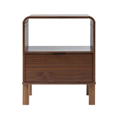 GlasFlength Nightstands Modern Nightstand Bedroom Nightstand Bedside Table with Drawer Open Shelf for Living Room, Brown, 19.63"*15.75"*24"