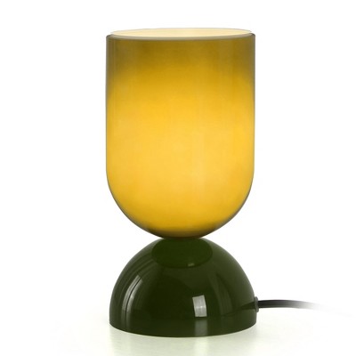 8.9" Modern Cylindrical Glossy Glass Table Lamp with Dome Base for Bedside, Living Room, Study, Lounge, Bar Counter, or Coffee Table