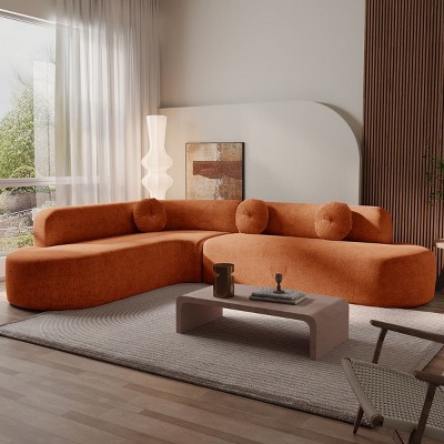 122'' Extra Large Curved Sectional Sofa, Fabric Lounge Couch with High-Density Foam Cushions for Living Room or Lounge-The Pop Home