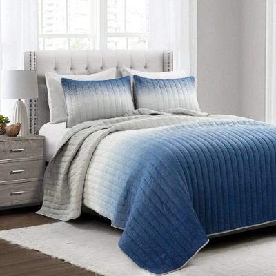 3pc Crinkle Ombre Quilt Set - Lush Décor