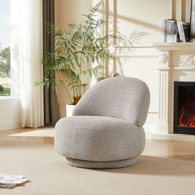 CAVINAS Polyester Swivel Accent Chair with Mid-Height Backrest,Upholstered Swivel Living Room Chair,Armless Reading Chairs for Living Room