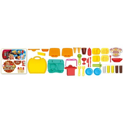 JuzToys 35pcs Snack Bar Play Dough Set – Modeling Clay Tool Kit for Creating Pretend Foods, Snacks, Ice Cream, Pretend Play Toy for Kids
