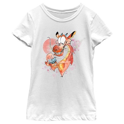 Girl's Mulan Watercolor Mushu and Cri-Kee T-Shirt