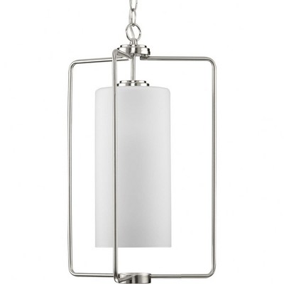 Progress Lighting Merry Collection 1-Light Brushed Nickel Etched Glass Foyer Pendant