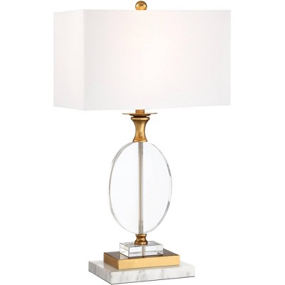 Vienna Full Spectrum Valerie Modern Table Lamp with White Riser 28" Tall Clear Crystal Fabric Shade for Bedroom Living Room Bedside Nightstand Office