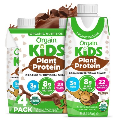 Orgain Kids' Plant Based Chocolate Protein Shake - 4pk/8.25 fl oz