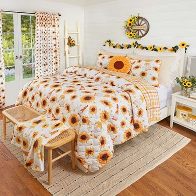 The Lakeside Collection Sunflower Gnomes Quilt Ensemble - Full/Queen Quilt