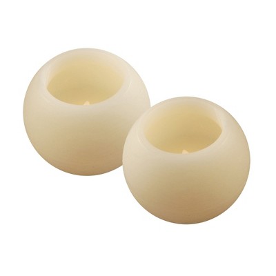 LumaBase Battery-Operated Round Wax LED Candles - Set of 2