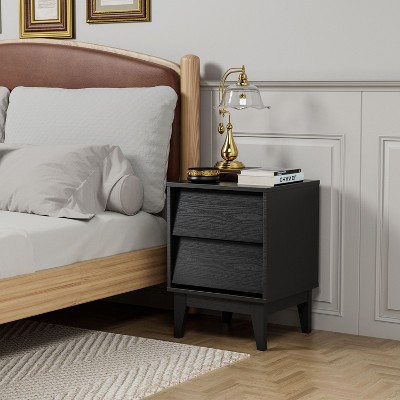 NicBex Modern Wooden Nightstands with Drawers and Storage,Vintage-style and Bevel MDF Design,Mid Century Night Stand for Bedroom