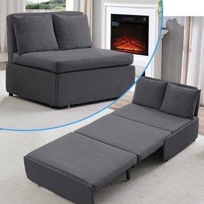 Mjkone Full/Queen Size Sofa Bed, 2 in 1 Convertible Linen Loveseat Sleeper Sofa Couch with Cushions