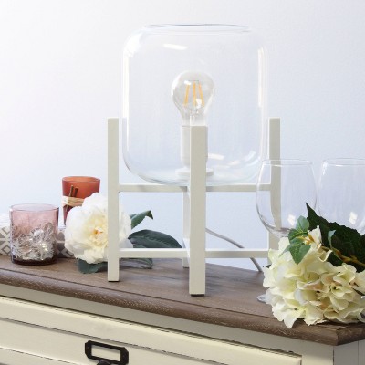 Wood Mounted Table Lamp with Glass Cylinder Shade - Simple Designs