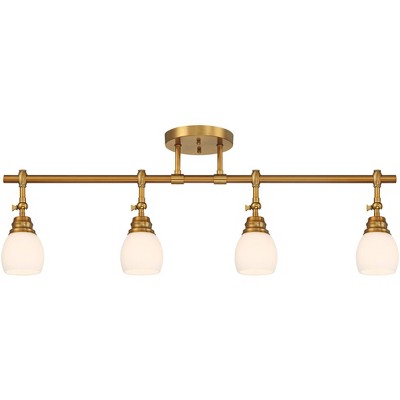 Pro Track Elm Park 4-Head Wall or Ceiling Track Light Fixture Kit Spot Light Directional Adjustable Gold Finish Glass Modern Kitchen Bathroom 36" Wide