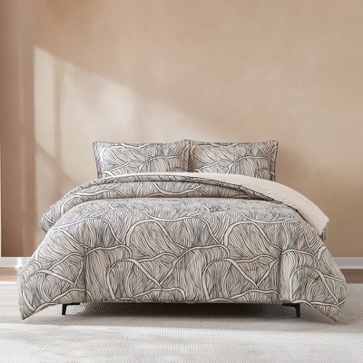 Umbra Bloom 3PC Comforter Set - Navy/Neutral
