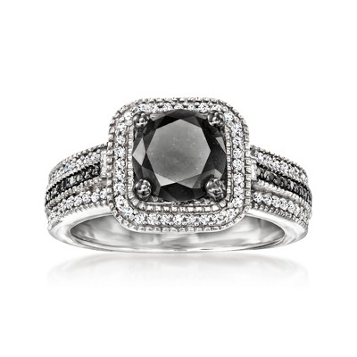 Ross-Simons 2.00 ct. t.w. Black and White Diamond Ring in Sterling Silver
