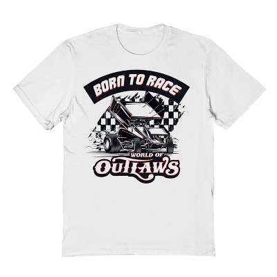 Woo Men's Born To Race Black Flag Short Sleeve Graphic Cotton T-Shirt - White XXL