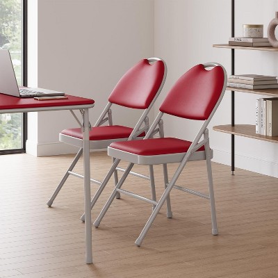 Metal Foldable Chair with and Non-Slip Feet Pads, Pu Party Chairs for Indoors and Outdoors, Room, Dining Room, in 1 Box