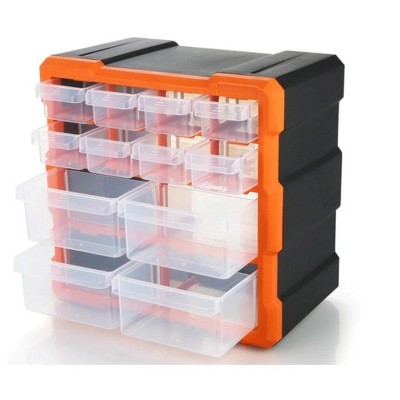 MPM 12 Drawer Plastic Parts Storage Cabinet Stackable Organizer Multiple Compartment Container For Hardware, Crafts, Bea