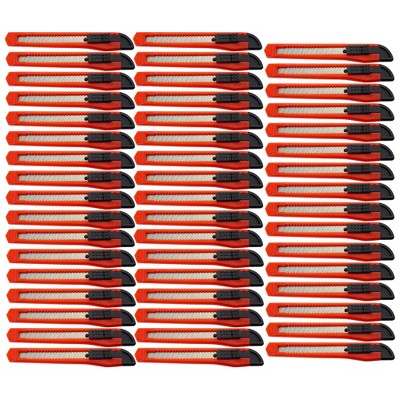 MotoProducts 50 Bulk 5" Box Cutters Red with Snap-Off Blades and Safety Locks