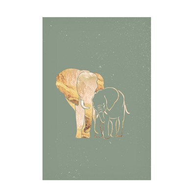 Sarah Manovski  'Sage Green Gold Elephants 1' Canvas Art