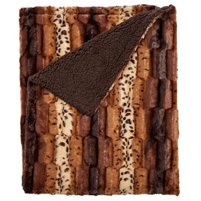 BrylaneHome Faux Fur Animal Print Blanket
