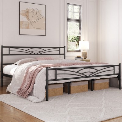 Yaheetech Metal Platform Bed Frame with Cloud-inspired Design Headboard
