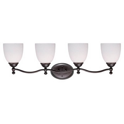 360 Lighting 31 3/4" Wide 4-Light Bronze and White Glass Bath Light