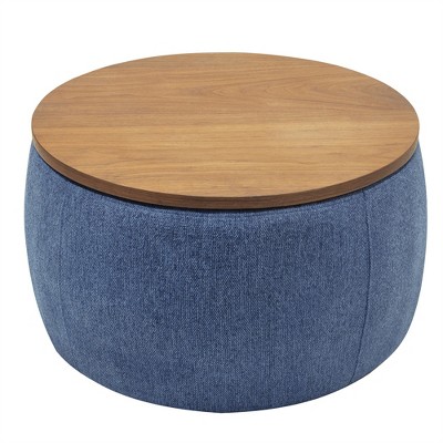COWLOWN Round Storage Ottoman, End Table, Footstool, Handmade, Multi-Functional Seat, No Assembly Needed