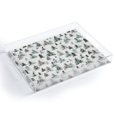 Ninola Design Winter Snow Trees Forest Neutral Acrylic Tray - Deny Designs