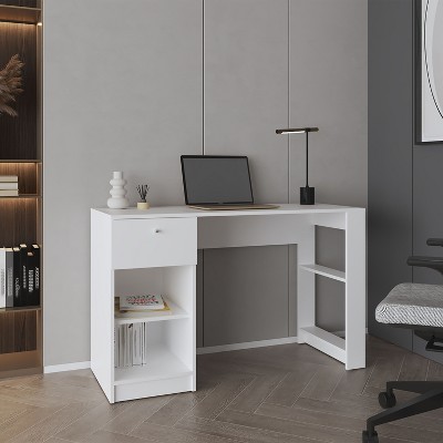 NicBex Home Office Desk 47.3" W Modern Writing Desk with 1 Storage Drawer, 2 Open Shelves and Wooden Frame for Office, Study, Living Room