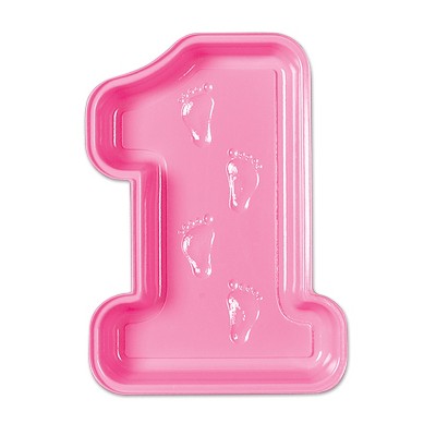 Beistle Plastic Baby's  1st  Birthday Tray, 13.5", (6/Pkg) Pink