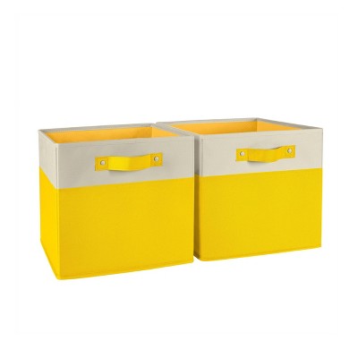 RiverRidge Kids' 2pc Two-Tone Collapsible Cube Fabric Storage Bins with Handles for Playroom Organization
