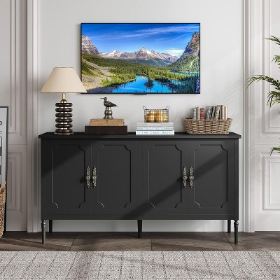 GustoWave 59" Modern Sideboard with Storage, 4 Doors and Adjustable Shelves, Coffee Bar Cabinet