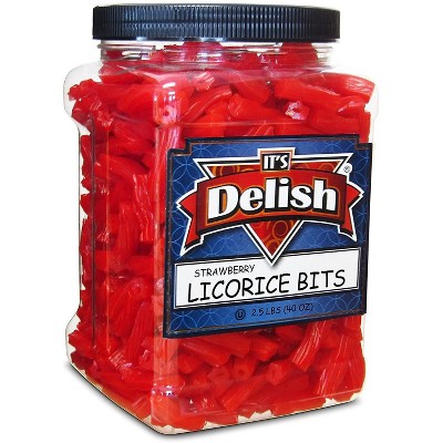 Strawberry Licorice Bits by It's Delish, 2.5 LBS (40 Oz) Jumbo Container Jar