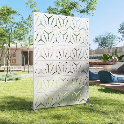 Wooakway 72"H 47"W 16"D Metal Outdoor Privacy Screen Freestanding Patio Decorative Screens