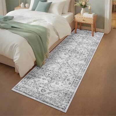 Area Rugs Washable Living Room Rugs,Vintage Floral Bedroom Rugs Indoor Accent Large Carpet Table Soft Non Slip Retro Floor Cover
