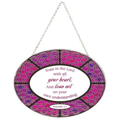 Dicksons All Your Heart Purple and Pink 6.5 x 9 Inch Glass Sun Catcher with Suction Cup