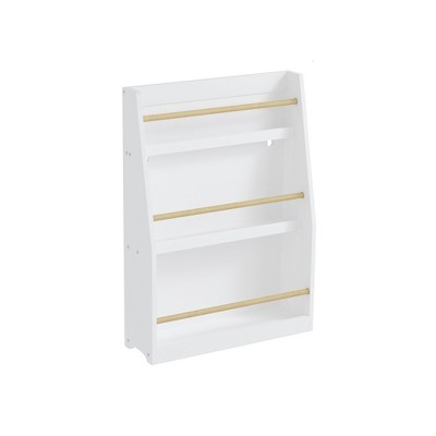 AZL1 Life Concept Decorative Bookshelf Three Tier Kids Book Rack Natural Wood Book Display Shelf for Children, White, 22.83"*7.09"*31.5"