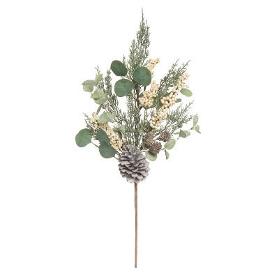 Transpac 24 in Green Christmas Eucalyptus Berry Pine Pick Artificial Stem Holiday Decor