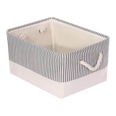 Unique Bargains Stripe Print Fabric Collapsible Organizer Storage Basket Bin 1 Pc