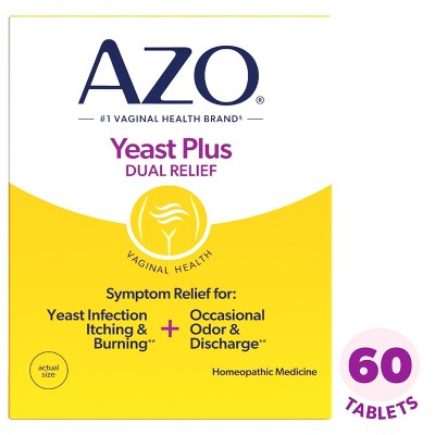 AZO Yeast Plus Dual Relief, Yeast Infection + Vaginal Symptom Relief - 60ct