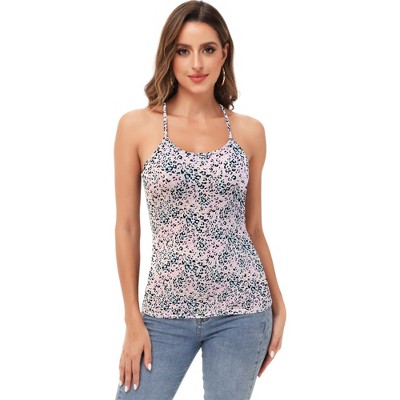 Anna-Kaci Women's Casual Leopard Print Spaghetti Strap Soft Racerback Tank Top for Casual Looks