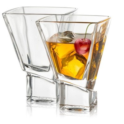 JoyJolt Carre Collection Cocktail Glasses - Set of 2 Square Heavy Base Martini Glass Set - 8-Ounce