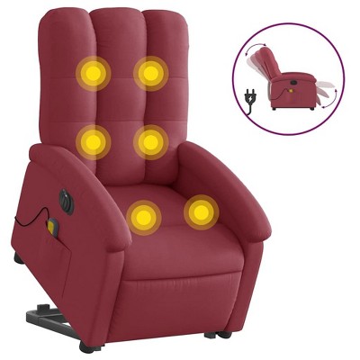 vidaXL Electric Lift Massage Recliner Chair - Wine Red Fabric, Motorized Stand-Up Assist, Reclining, Vibration, Home Theater