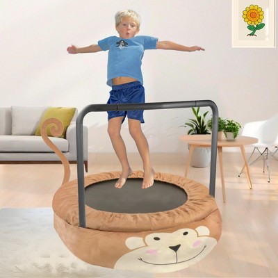 DSVIMOY Trampoline, 36" Monkey Foldable Kids Trampoline with Handle, Round Bouncer, Easy to Move, Yellow, 36"*36"*31"
