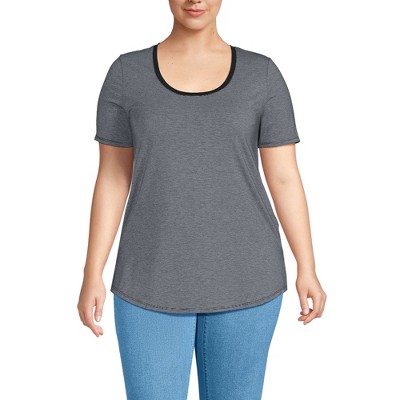 Lands' End Women's Short Sleeve Power Performance Scoop Neck Curved Hem Tunic Tee