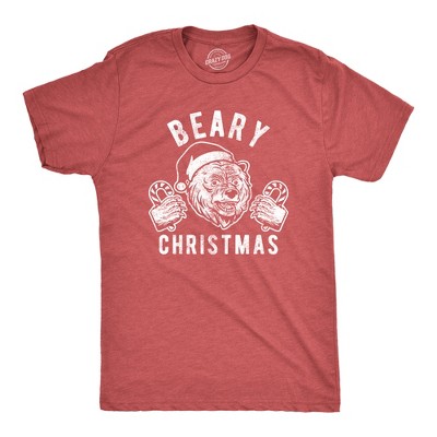 Mens Beary Christmas T Shirt Funny Holiday Party Bear Novelty Graphic Tee - Crazy Dog Men's T Shirt Gift For Christmas
